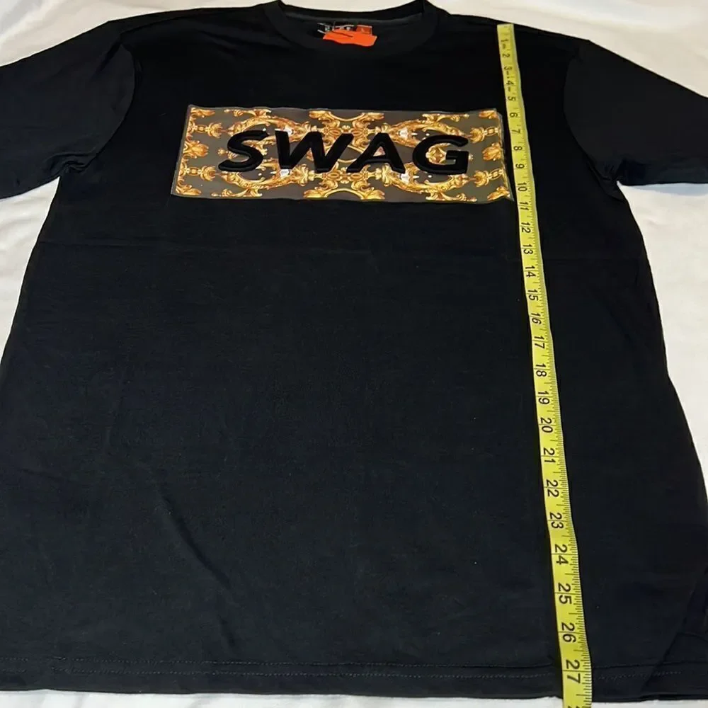 Huge Fashion Exchange Men’s Black Swag Embossed Tee Size Large
